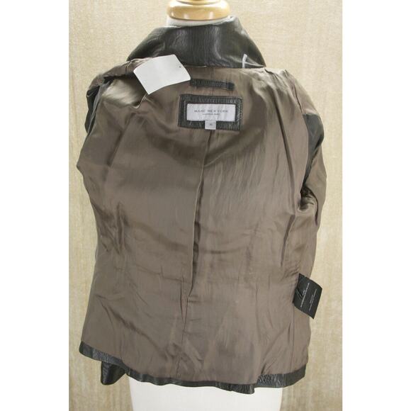 Andrew Marc Trooper Black Leather Biker Bomber Jacket Size XS New $495 - Picture 5 of 11